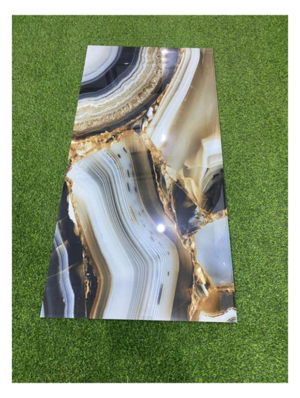 Black & Gold Banded Agate Onyx Marble Effect Porcelain Slab