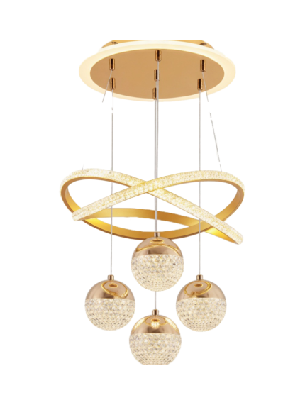 Modern Gold Crystal Infinity Ring Chandelier