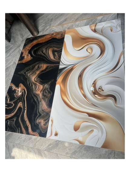 Black & Gold Swirl Marble Look Porcelain Tile