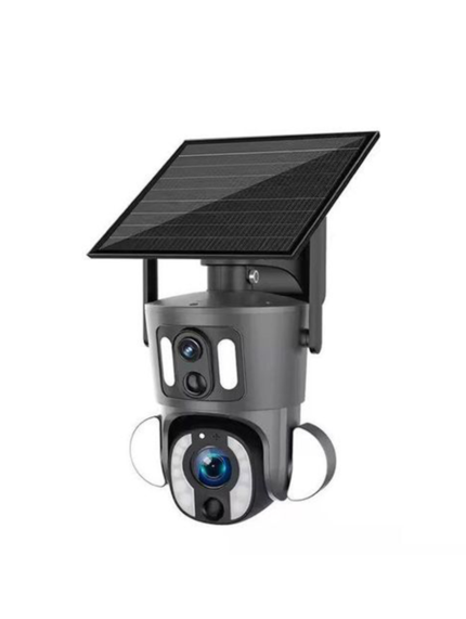 4K Dual Lens Solar PTZ Security Camera with Spotlight & Solar Panel