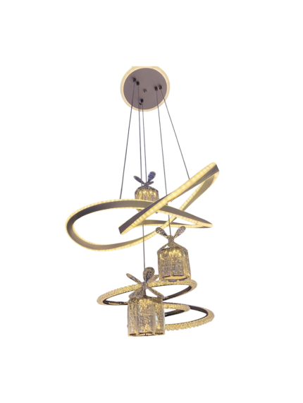 Luxury Gold Crystal Dragonfly Multi-Ring Chandelier