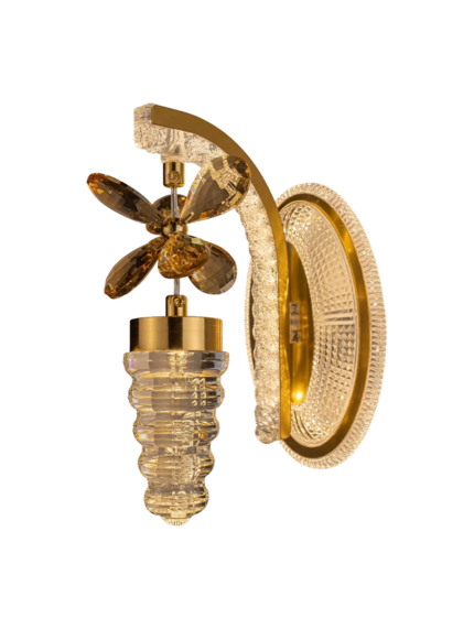 Luxury Gold Crystal Flower Wall Sconce
