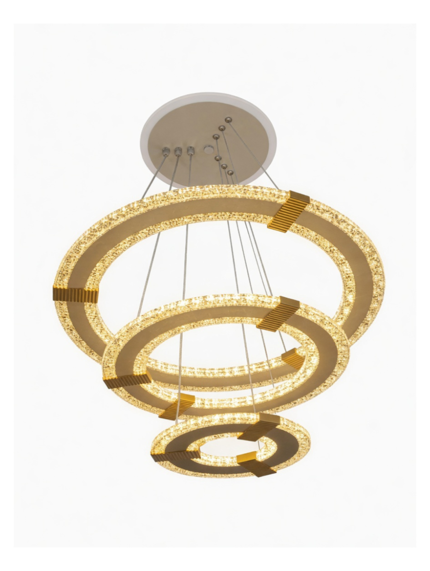 Modern Gold Crystal Multi-Ring Chandelier